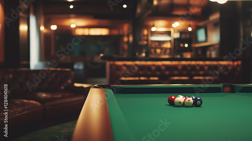 billiard table with balls