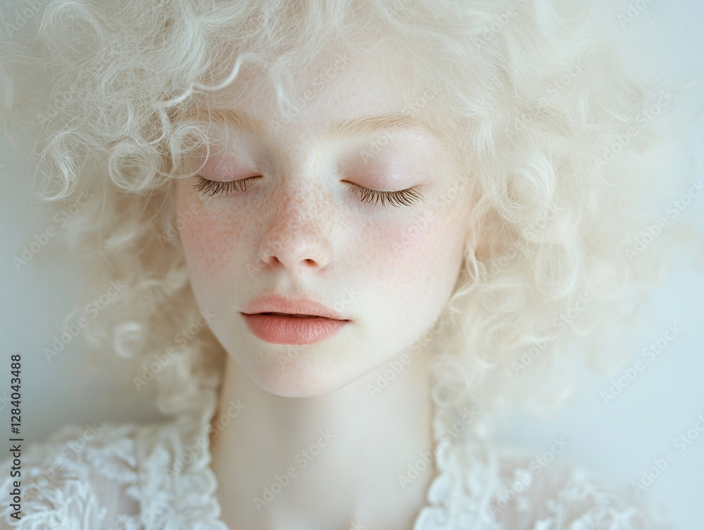 Fototapeta premium Soft portrait of a young woman with curly hair