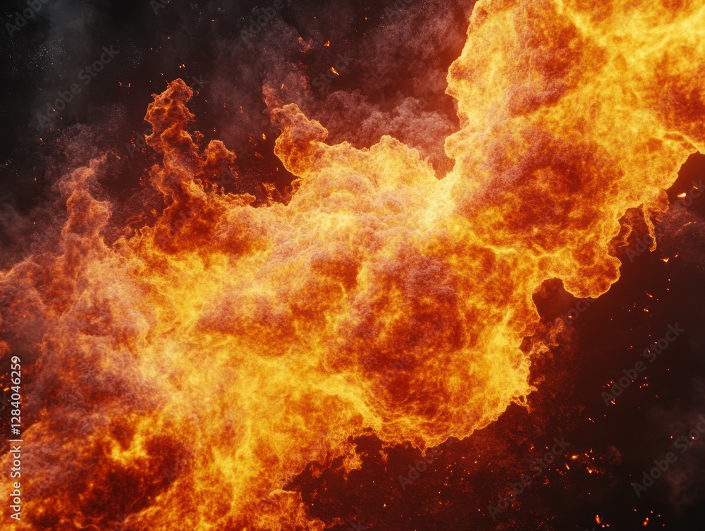 Fiery inferno swirls against dark background; design element Fiery inferno swirls against dark background; design element