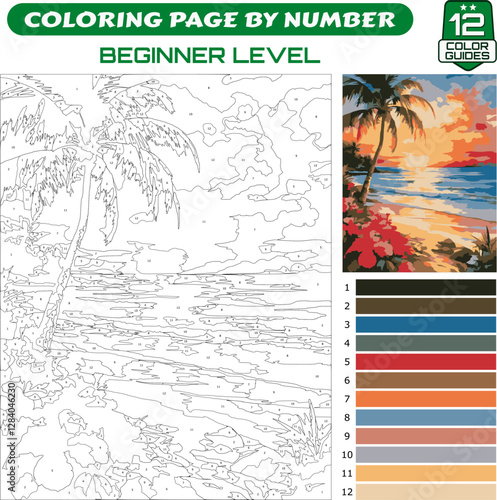 Scenic Beach Coloring Page – Sunset by the Sea
