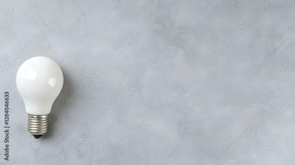 Single lightbulb on grey surface, idea concept Single lightbulb on grey surface, idea concept