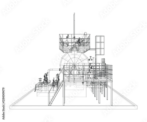 Industrial tank with valves. Vector rendered of 3d