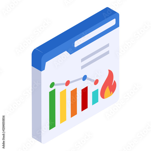 Burn down Chart isometric Concept, Agile Methodologies Vector Icon Design, Software and web development symbol, Computer Programming and Coding stock illustration