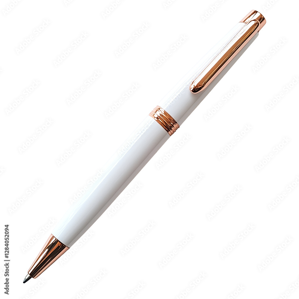 Naklejka premium A white and rose gold pen.