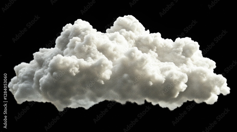 An Isolated White Cloud Floating Against a Black Background An Isolated White Cloud Floating Against a Black Background