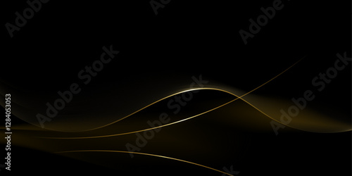 Abstract gold luxury background. Vector illustration element with gold light glow effect, texture, black gradient color. Modern graphic design, decoration for banner template or technology background