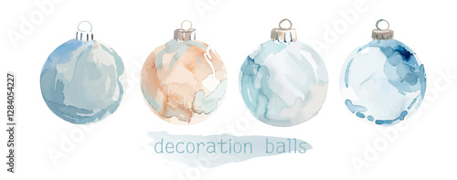 Watercolor Christmas decoration ball vector illustration, watercolor vector illustration，New Year, Easter