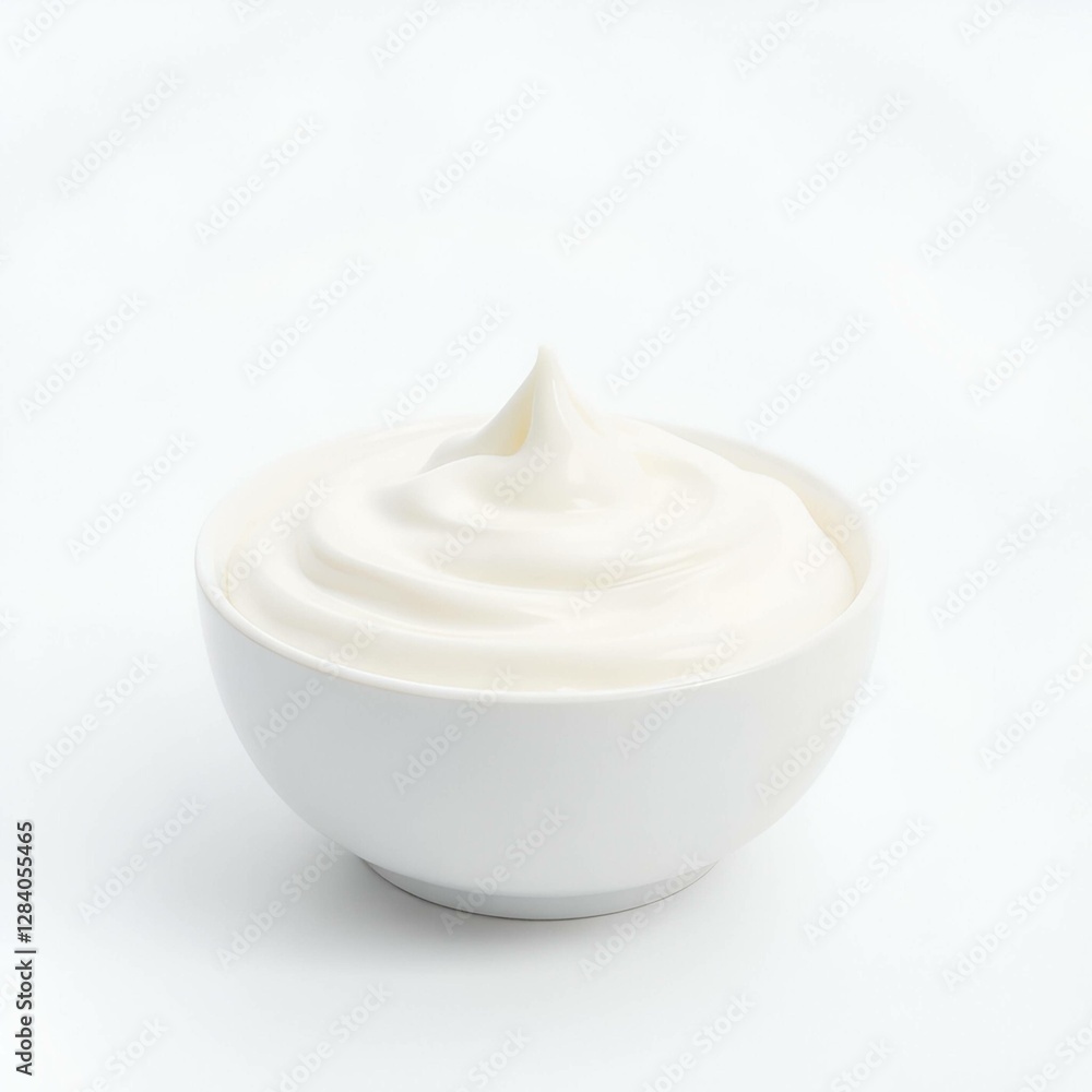 Fresh Creamy White Yogurt in a Ceramic Bowl - Healthy Dairy Food Image Fresh Creamy White Yogurt in a Ceramic Bowl - Healthy Dairy Food Image