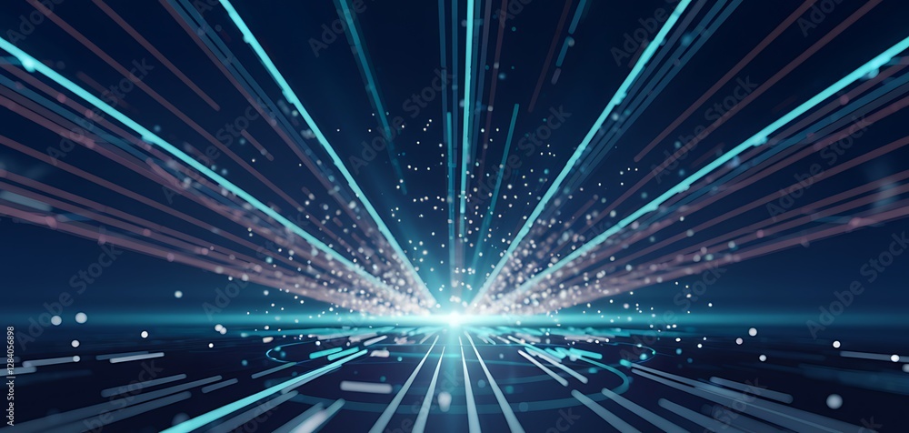 Futuristic Blue Digital Grid with Laser Light Effect Futuristic Blue Digital Grid with Laser Light Effect