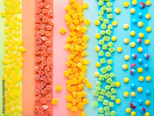 Wallpaper Mural Vibrant Candy Gradient:A Playful Overhead Arrangement of Colorful Sweets Torontodigital.ca