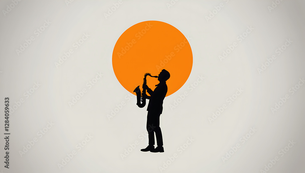 Obraz premium Saxophone Player Silhouette