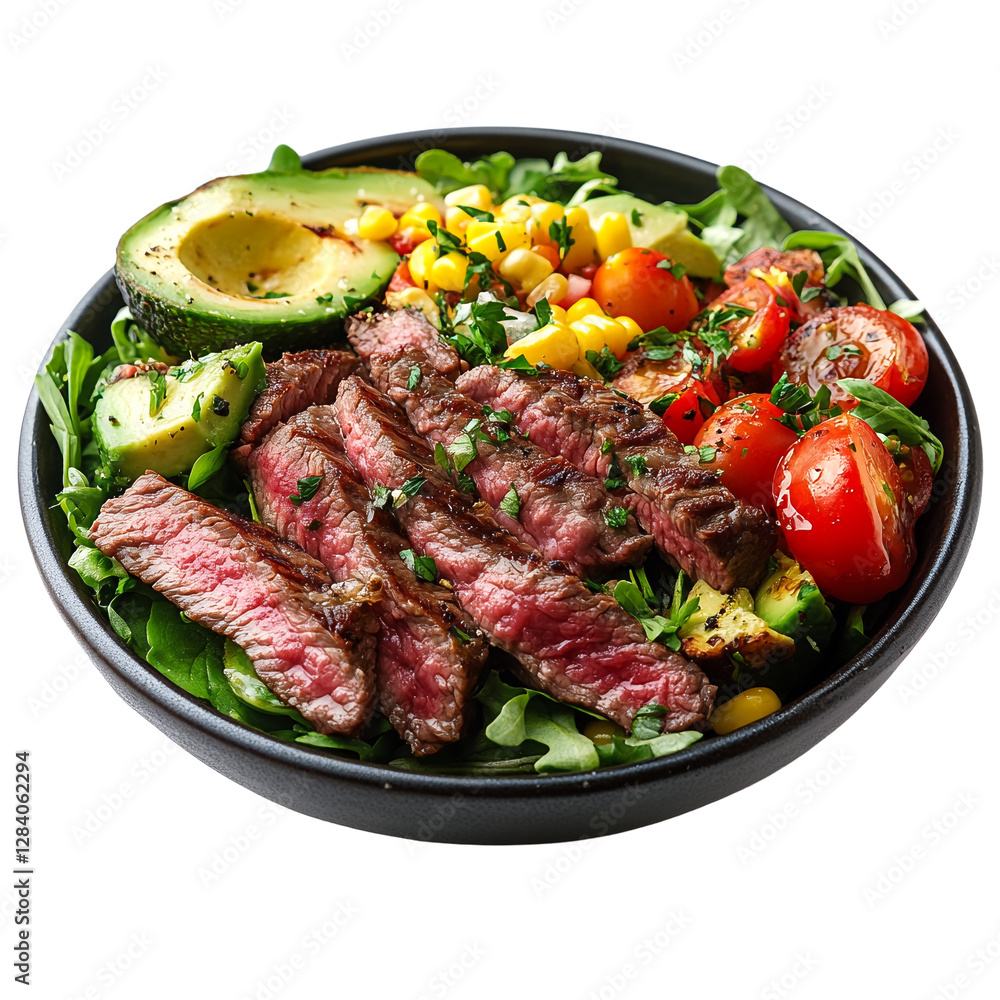 A fresh and healthy salad with steak. A fresh and healthy salad with steak.