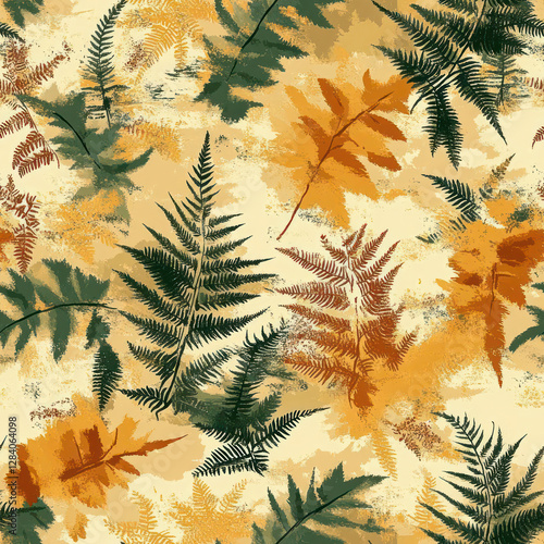Autumn fern pattern design for fabric or wallpaper