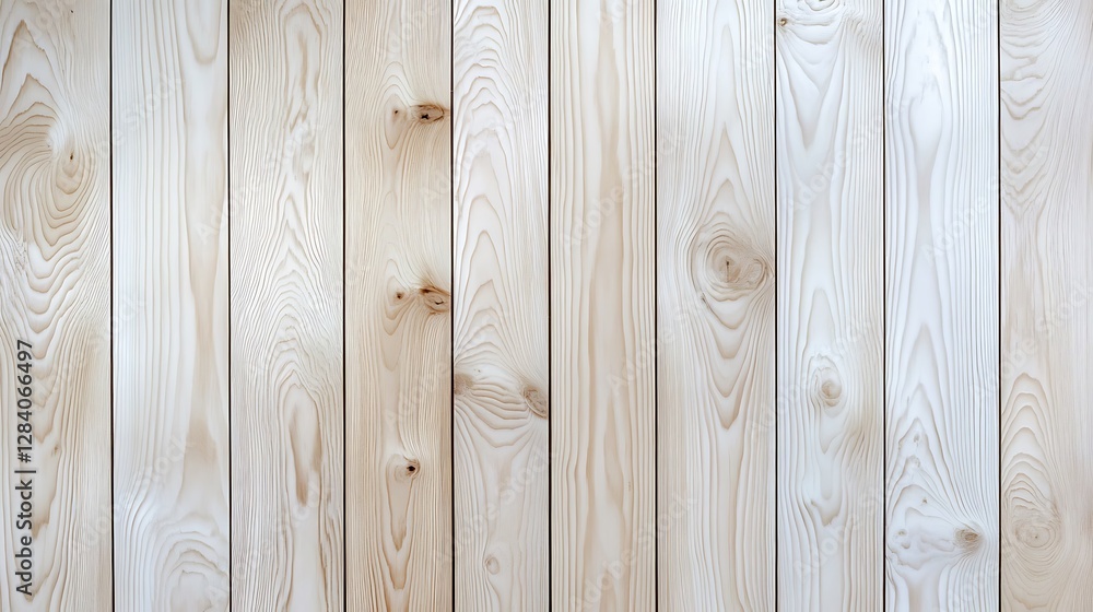 Fototapeta premium Light Beige Wood Paneling Texture: Vertical Grain Detail AI Generated