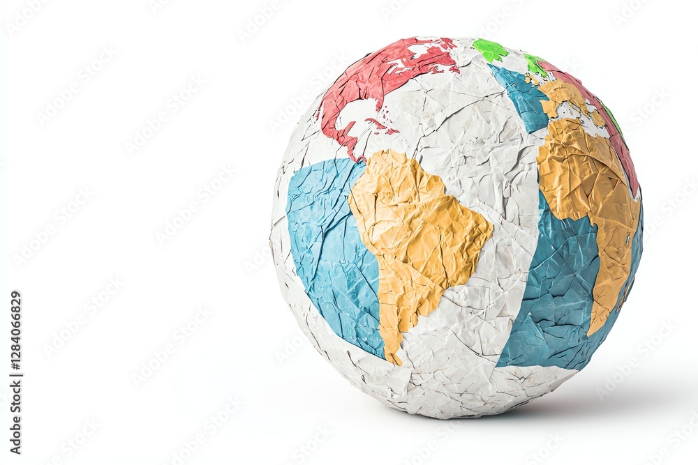 Creative globe made of crumpled paper. Creative globe made of crumpled paper.