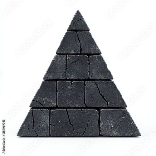 Stacked black blocks forming a pyramid shape.