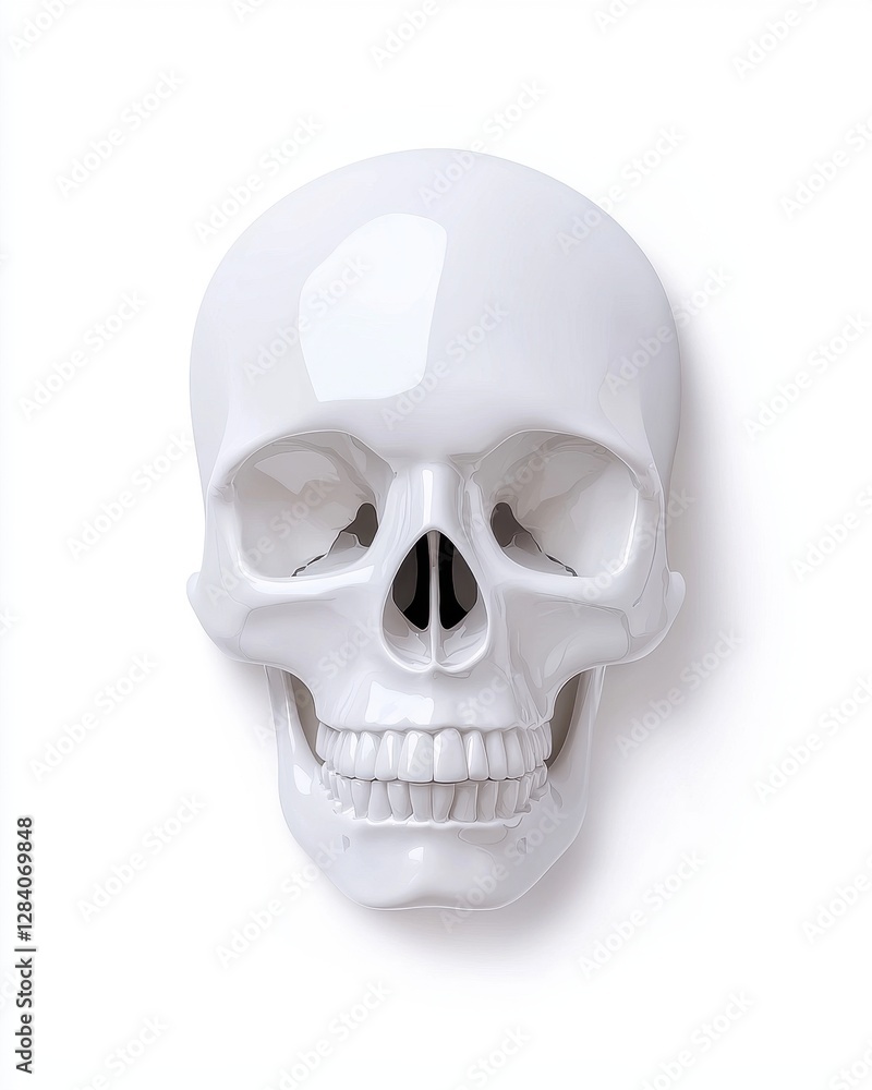 A close-up of a white skull, symbolizing mortality and the cycle of life. A close-up of a white skull, symbolizing mortality and the cycle of life.