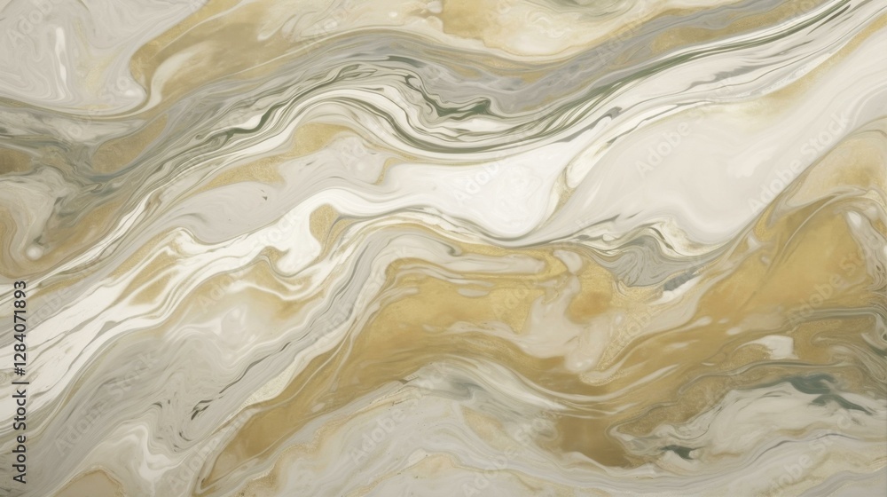 Fototapeta premium Flowing Marble Swirls Texture in Gray and Gold Tones Abstract Patterning Design
