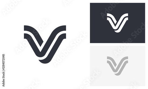 Letter V geometry shape logo initial vector design 