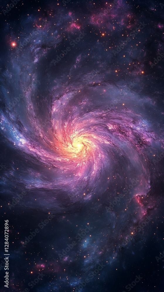 Fototapeta premium Galactic Swirl Pattern on a Cylindrical Object Showcasing Vibrant Colors and Starlit Background