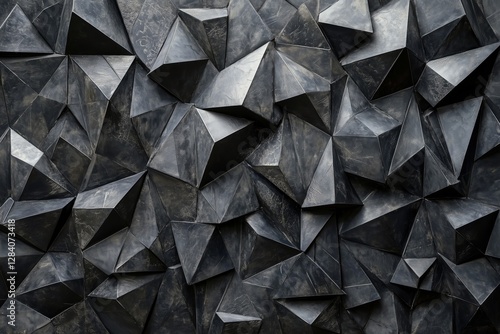Geometric Black Triangular Shapes Creating a Textured Surface in Modern Design
