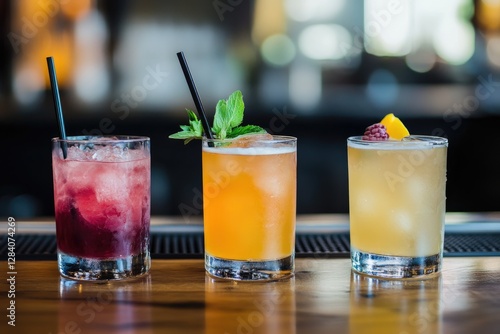 Wallpaper Mural Three Delicious Cocktails Are Seen Lined Up on a Bar Torontodigital.ca