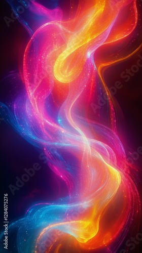 Vibrant Swirling Colors Create a Mesmerizing Visual Experience in a Dark Back...