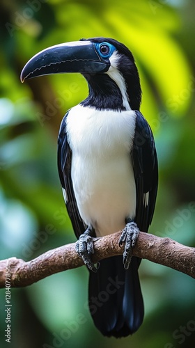 Colorful Toucan Perched on a Branch in a Lush Tropical Environment During Day...