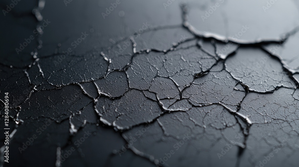 Fototapeta premium Cracked dark surface texture; abstract background