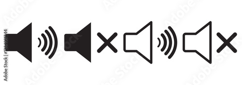 Volume on and off icon set