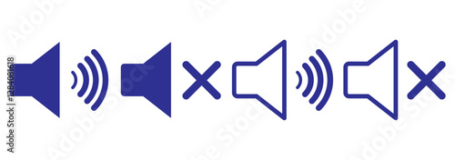 Volume on and off icon set