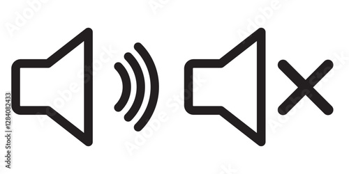 Volume on and off icon set