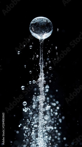 Water Droplets Soar From a Glass Against a Black Background in a Creative Dis...