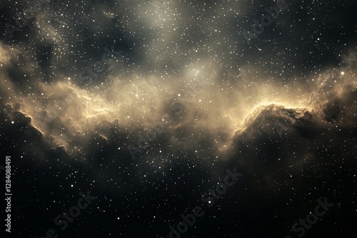 Stunning Cosmic Landscape Featuring Vibrant Nebula and Distant Stars in the D...
