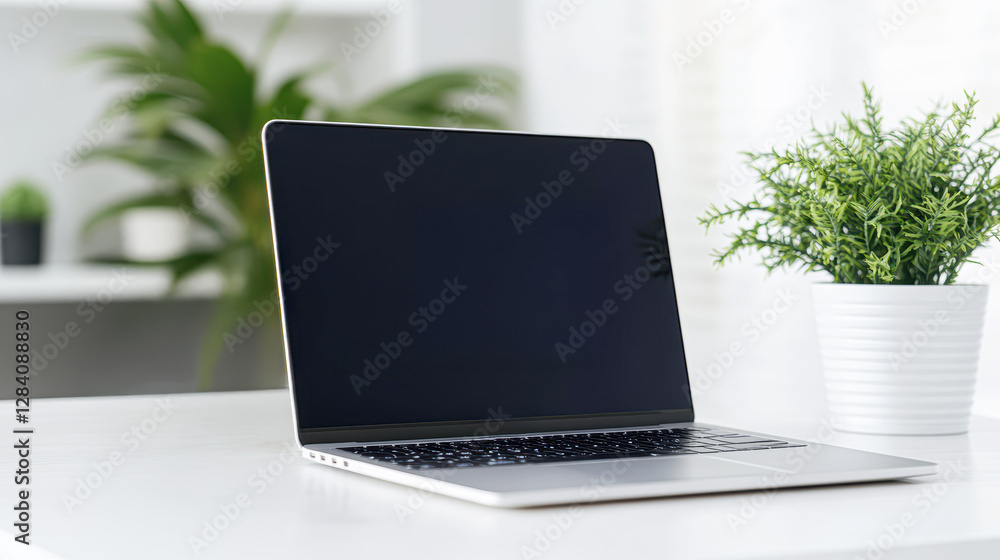 Modern workspace setup home office digital technology minimalist design Modern workspace setup home office digital technology minimalist design