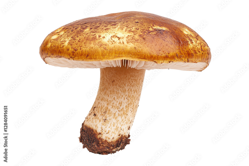 Detailed Mushroom Close Up With Brown Cap And Textured Stem On Transparent Background Detailed Mushroom Close Up With Brown Cap And Textured Stem On Transparent Background