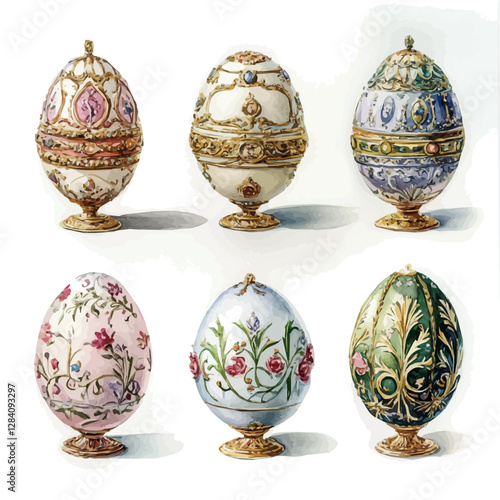 Russian Imperial designs in Fabergé eggs showcase exquisite craftsmanship and luxury.
