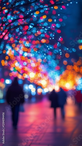 Colorful Lights Illuminate a Festive Atmosphere During Winter Celebrations