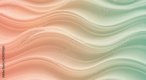 Fototapeta Naklejka Na Ścianę i Meble -  Pastel Peach Mint Gelato Waves wallpaper 3D Realistic 3D art