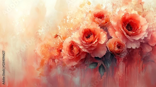 Vibrant floral arrangement garden digital artwork abstract style close-up view beauty in nature