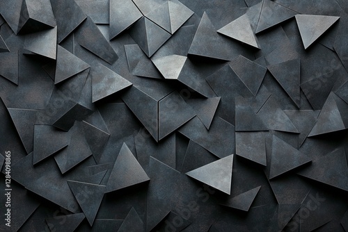 Geometric Black Triangular Shapes Creating a Textured Surface in Modern Design