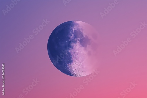Stunning Crescent Moon Glows Against a Pastel Sunset Sky in Evening Twilight