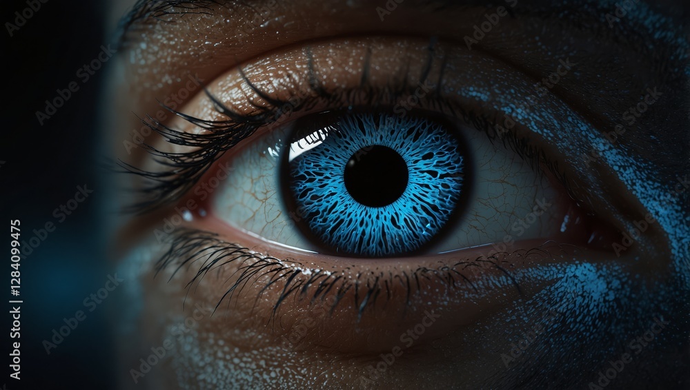 Fototapeta premium AI Blue eye concept Technology background