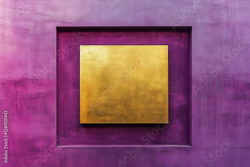 Bright Yellow Frame on Vibrant Purple Wall Creates Striking Street Art in Urb...