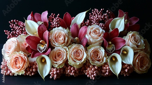 Stunning floral arrangement display event venue photography elegant atmosphere close-up nature's beauty