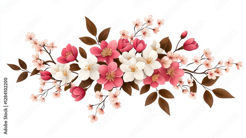 Naklejka premium Springtime Floral Blossoms Delight