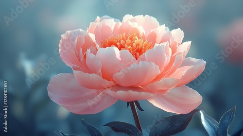 Blooming peony flower in soft focus nature scene botanical photography serenity close-up beauty