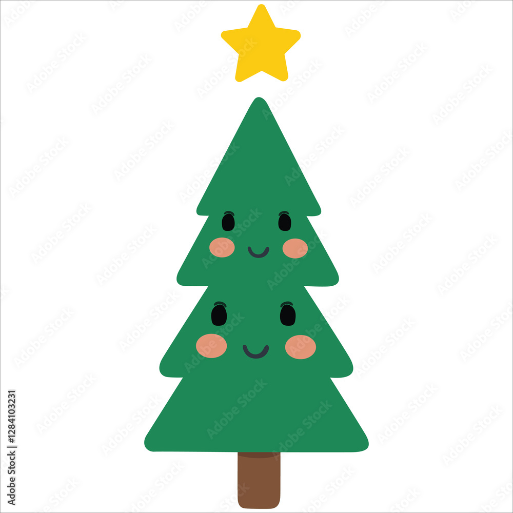 Smiley Christmas Tree Vector, Cute Cartoon Christmas Tree with Smiling Face for Holiday Greetings, Adorable Cartoon Christmas Trees with Smiling Faces Vector Illustration, Smiley Christmas Tree Vector, Cute Cartoon Christmas Tree with Smiling Face for Holiday Greetings, Adorable Cartoon Christmas Trees with Smiling Faces Vector Illustration,