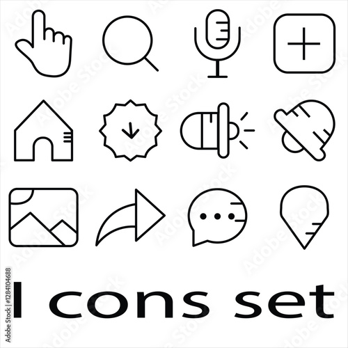 Vector Icons Web Mobile One Line Style Icon Set Stock Vector