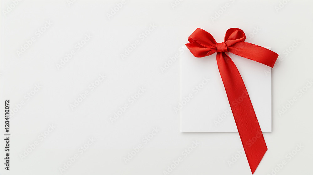 A chic white greeting card with a perfectly placed ribbon A chic white greeting card with a perfectly placed ribbon